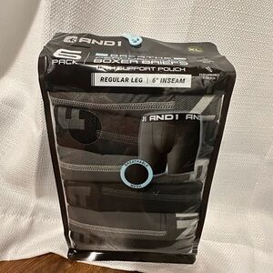 XL AND1 Black Performance Boxer Briefs with Support Pouch-6pack NWT